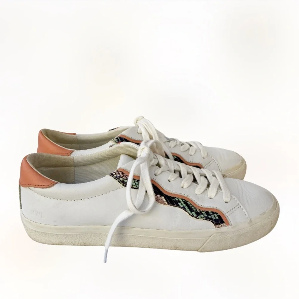 Madewell Sidewalk Low-Top Sneakers Snake Embossed Leather Wave Edition MC693 9M - Picture 4 of 9